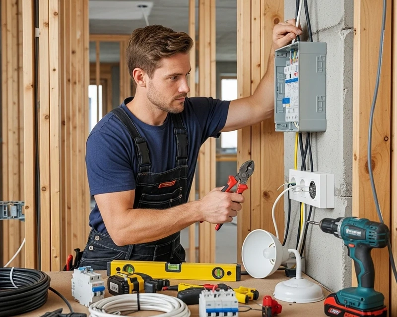 Elinstallation i nybyggeri (kabler, udtag, lamper, gruppetavler)