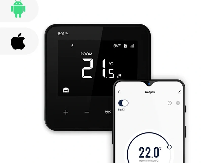 Programmējamais WIFI termoregulators BVF-801 siltajām grīdām melns